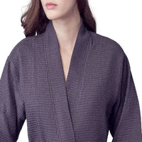 Knee-Length Waffle Kimono Robe for Women - Lotus Linen