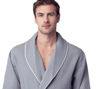 Premium Waffle Piping Robe for Men - Lotus Linen