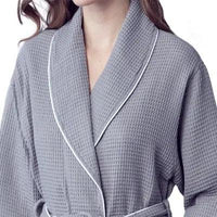 Women’s Waffle Piping Bathrobe – Lightweight Spa-Style Comfort - Lotus Linen