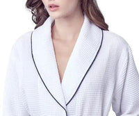 Women’s Waffle Piping Bathrobe – Lightweight Spa-Style Comfort - Lotus Linen
