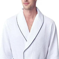 Premium Waffle Piping Robe for Men - Lotus Linen