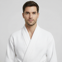Waffle Spa Bathrobe for Men -  Absorbent, Lightweight