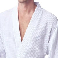 Waffle Kimono Spa Bathrobe for Men - Absorbent, Lightweight - Lotus Linen