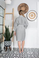 Knee-Length Waffle Kimono Robe for Women - Lotus Linen