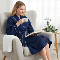 Knee-Length Waffle Kimono Robe for Women