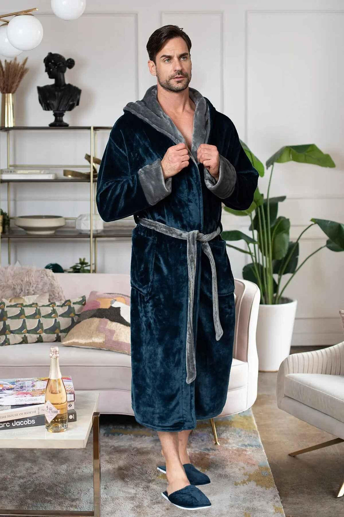 Men’s Robe with Hood – Ultra-Soft Plush Comfort for Everyday Use - Lotus Linen