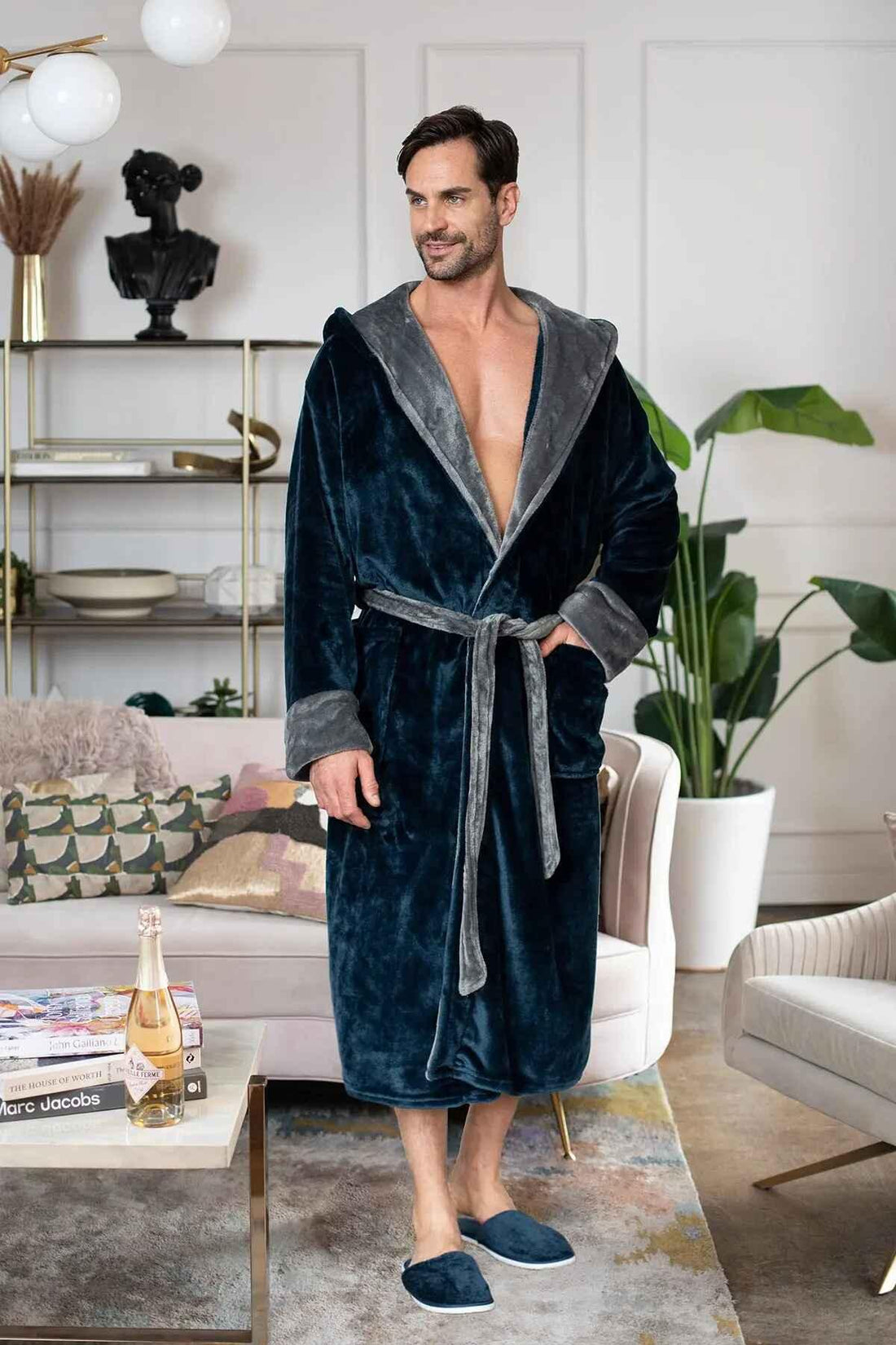 Men’s Robe with Hood – Ultra-Soft Plush Comfort for Everyday Use - Lotus Linen