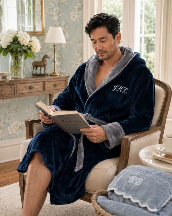 Men’s Robe with Hood – Ultra-Soft Plush Comfort for Everyday Use - Hooded NavDarkgrey