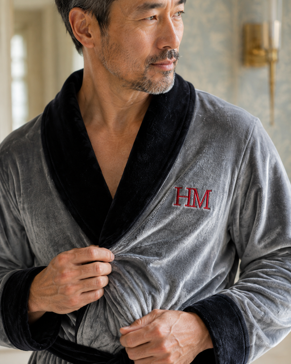 Cozy Mens Plush Robes – Built for Comfort, Designed to Last - Shawl Grey Black