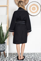 Knee-Length Waffle Kimono Robe for Women - Lotus Linen