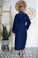 Women’s Waffle Piping Bathrobe – Lightweight Spa-Style Comfort - Lotus Linen