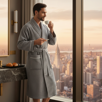 Premium Waffle Piping Robe for Men