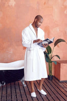 Premium Waffle Piping Robe for Men - Lotus Linen