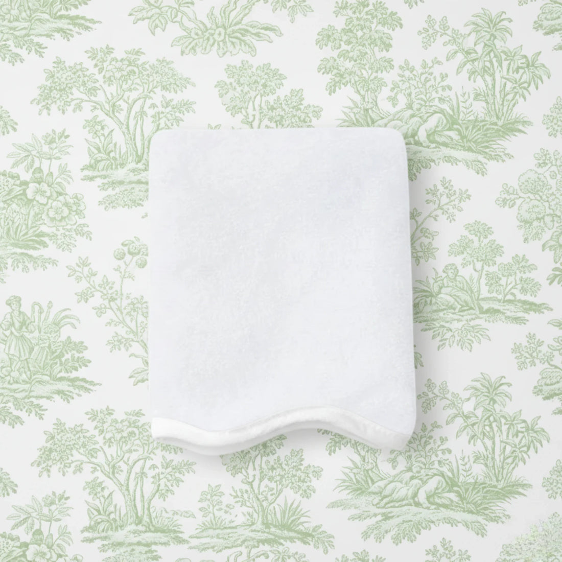 Luxury white scallop piping bath sheet in plush terry for spa-quality comfort at home - Lotus Linen