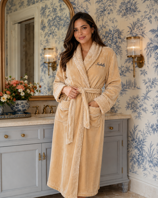 Women's Ultra Soft Plush Bathrobe - Beige