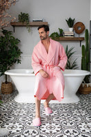 Premium Waffle Piping Robe for Men - Lotus Linen