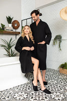 Knee-Length Waffle Kimono Robe for Women - Lotus Linen