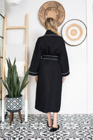 Women’s Waffle Piping Bathrobe – Lightweight Spa-Style Comfort - Lotus Linen