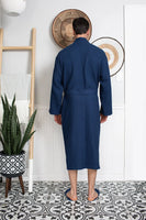 Waffle Kimono Spa Bathrobe for Men - Absorbent, Lightweight - Lotus Linen