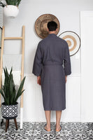 Waffle Kimono Spa Bathrobe for Men - Absorbent, Lightweight - Lotus Linen