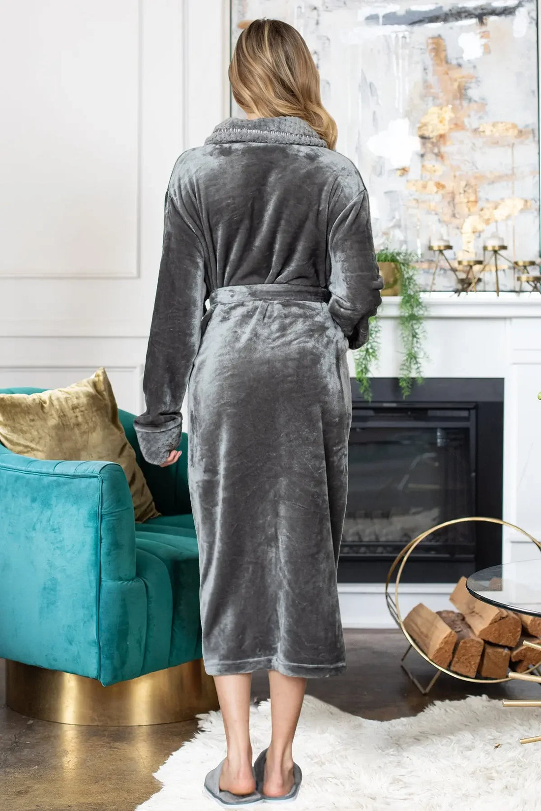 Women's Ultra Soft Plush Bathrobe - Lotus Linen