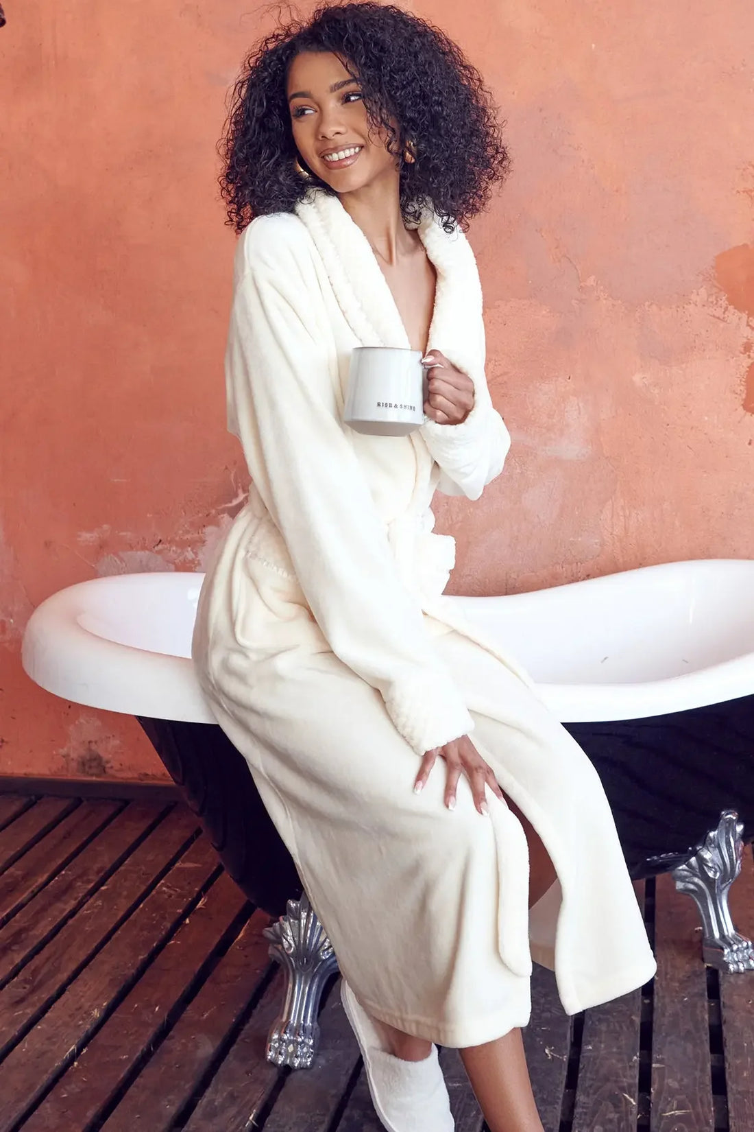 Women's Ultra Soft Plush Bathrobe - Lotus Linen