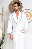 Premium Waffle Piping Robe for Men - Lotus Linen