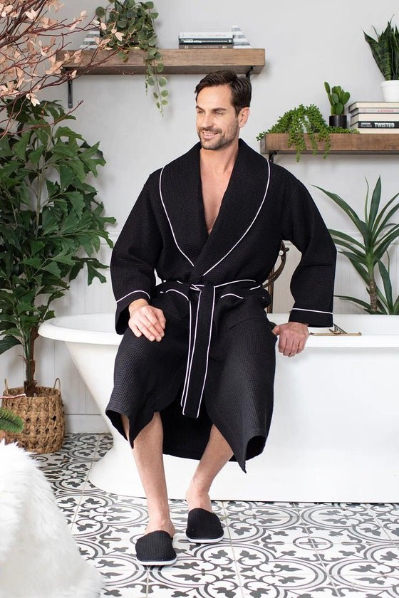 Men's Waffle Piping Robes