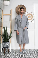 Premium Waffle Piping Robe for Men - Lotus Linen