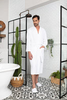Waffle Kimono Spa Bathrobe for Men - Absorbent, Lightweight - Lotus Linen