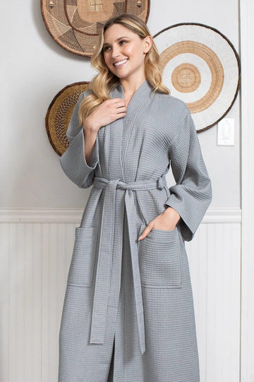 Women's Waffle Robe Lightweight & Spa-Soft | Lotus Linen Women's Waffle Robe Lightweight & Spa-Soft | Lotus Linen
