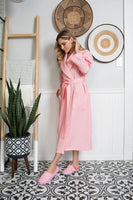 Women’s Waffle Piping Bathrobe – Lightweight Spa-Style Comfort - Lotus Linen