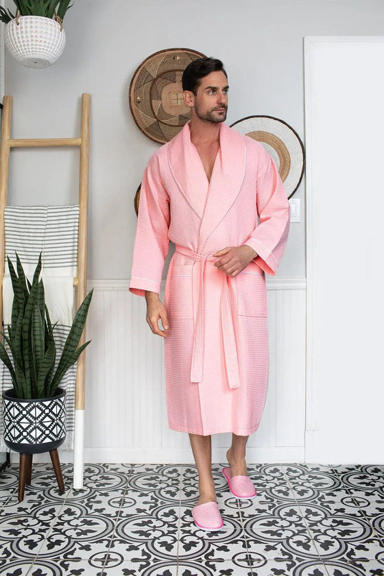 pink waffle robe