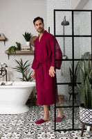 Waffle Kimono Spa Bathrobe for Men - Absorbent, Lightweight - Lotus Linen
