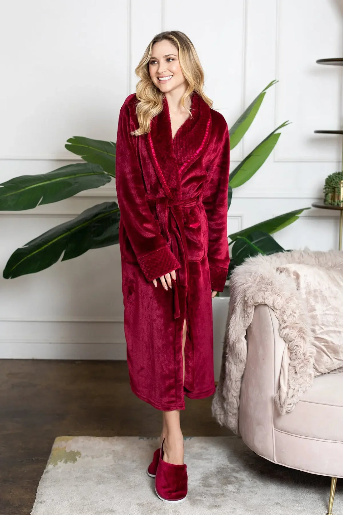 Women's Ultra Soft Plush Bathrobe - Lotus Linen
