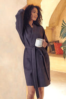 Knee-Length Waffle Kimono Robe for Women - Lotus Linen