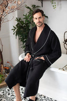 Premium Waffle Piping Robe for Men - Lotus Linen