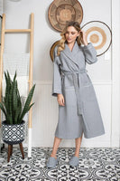 Women’s Waffle Piping Bathrobe – Lightweight Spa-Style Comfort - Lotus Linen