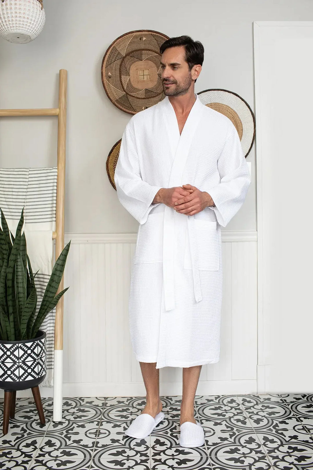 mens cotton waffle dressing gown Men's Charcoal Cotton Waffle Dressing Gown