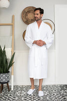 Waffle Kimono Spa Bathrobe for Men - Absorbent, Lightweight - Lotus Linen