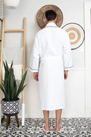 Premium Waffle Piping Robe for Men - Lotus Linen