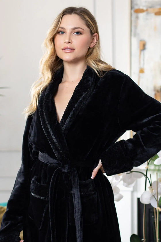 Women's Ultra Soft Fleece Bathrobe - Lotus Linen