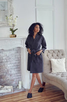 Knee-Length Waffle Kimono Robe for Women - Lotus Linen