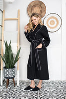 Women’s Waffle Piping Bathrobe – Lightweight Spa-Style Comfort - Lotus Linen