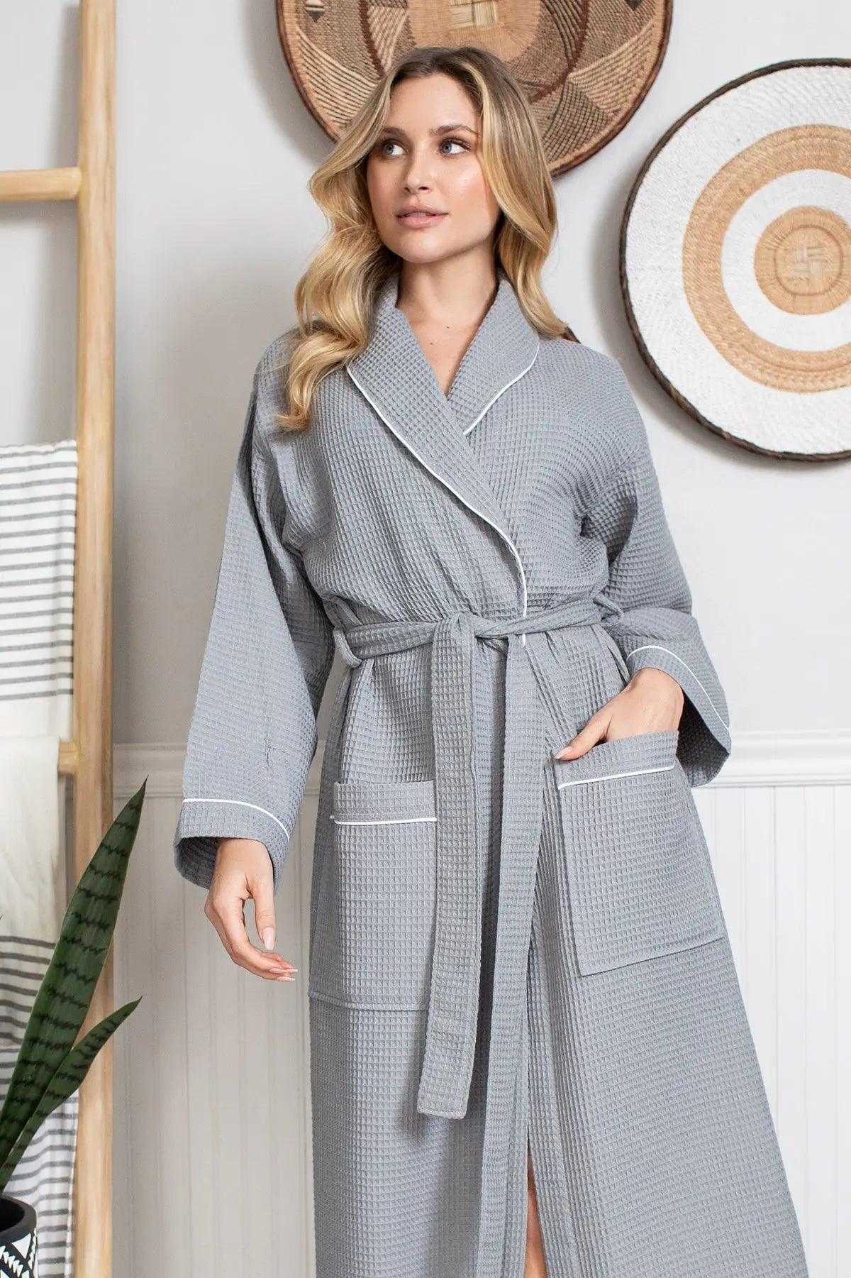 women waffle robe